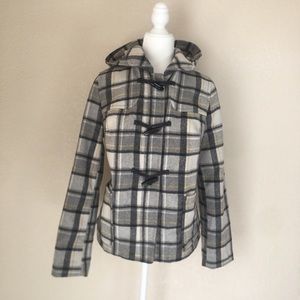 Old Navy Plaid Wool Toggle Zip Coat Jacket